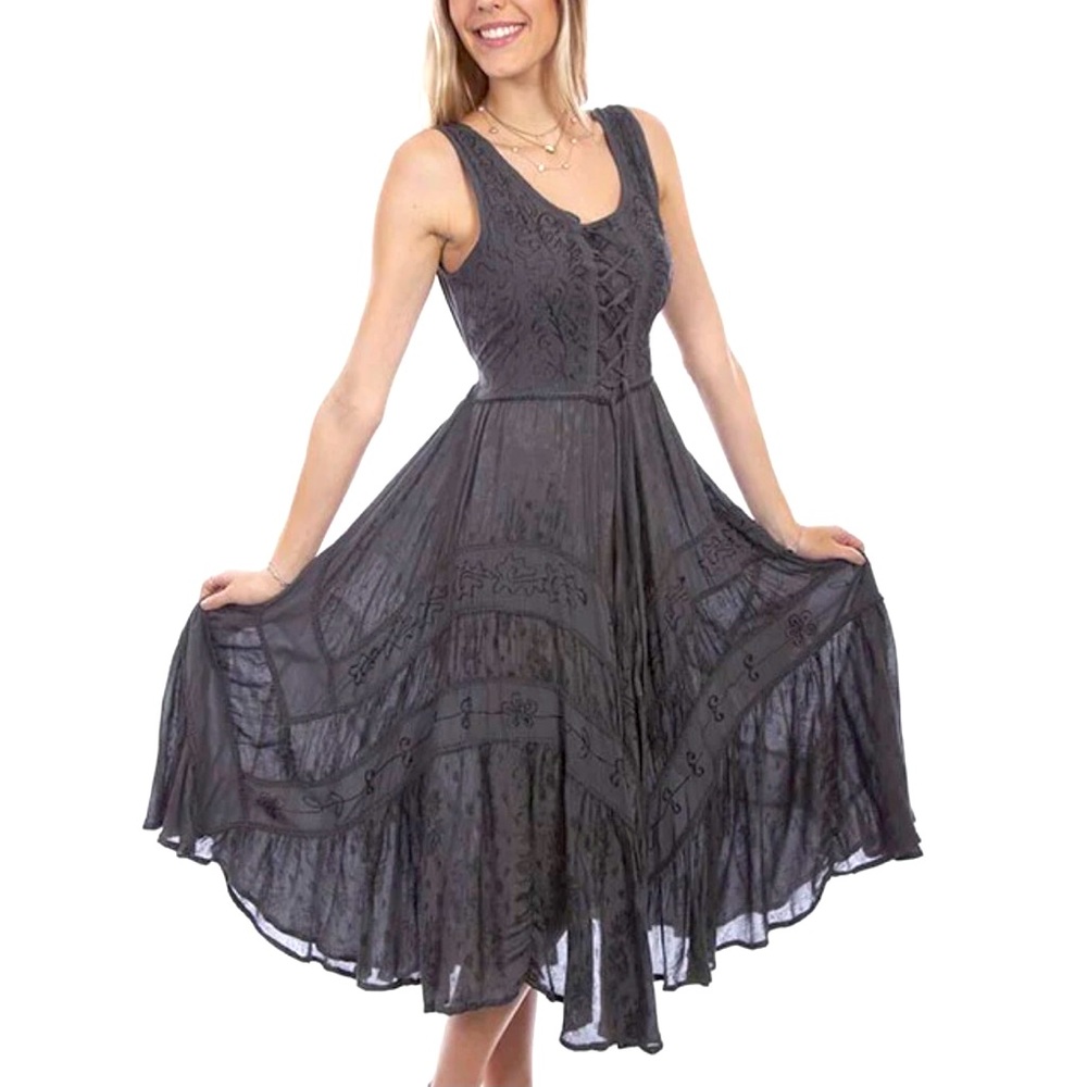 NWT Scully Charcoal Embroidered A-Line Dress